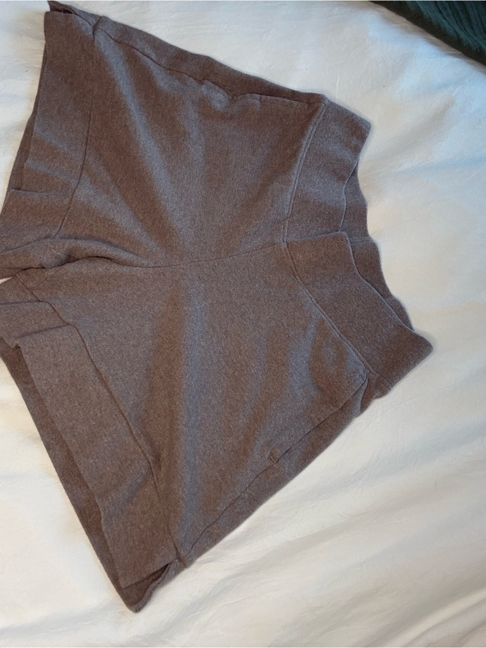 PACT Women’s High-Waist Knit Shorts in Taupe